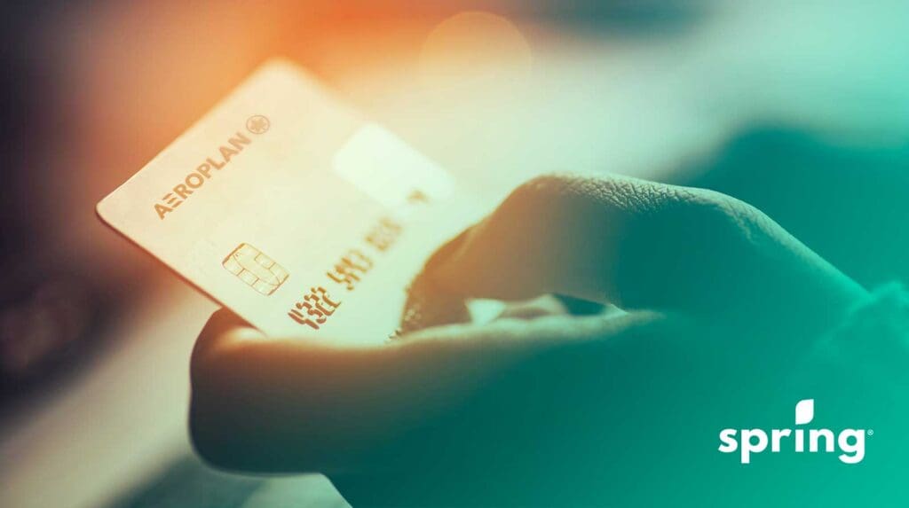Aeroplan credit card in woman's hand
